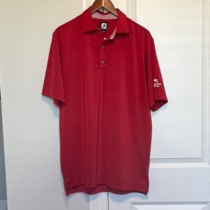 Foot Joy FJ Men's Medium Red Stretch Logo Short Sleeve Golf Polo Shirt